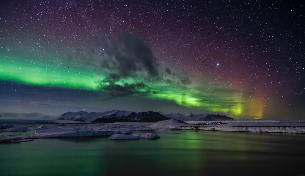 Northern lights-Jokulsarlon ; Inspired by Iceland.